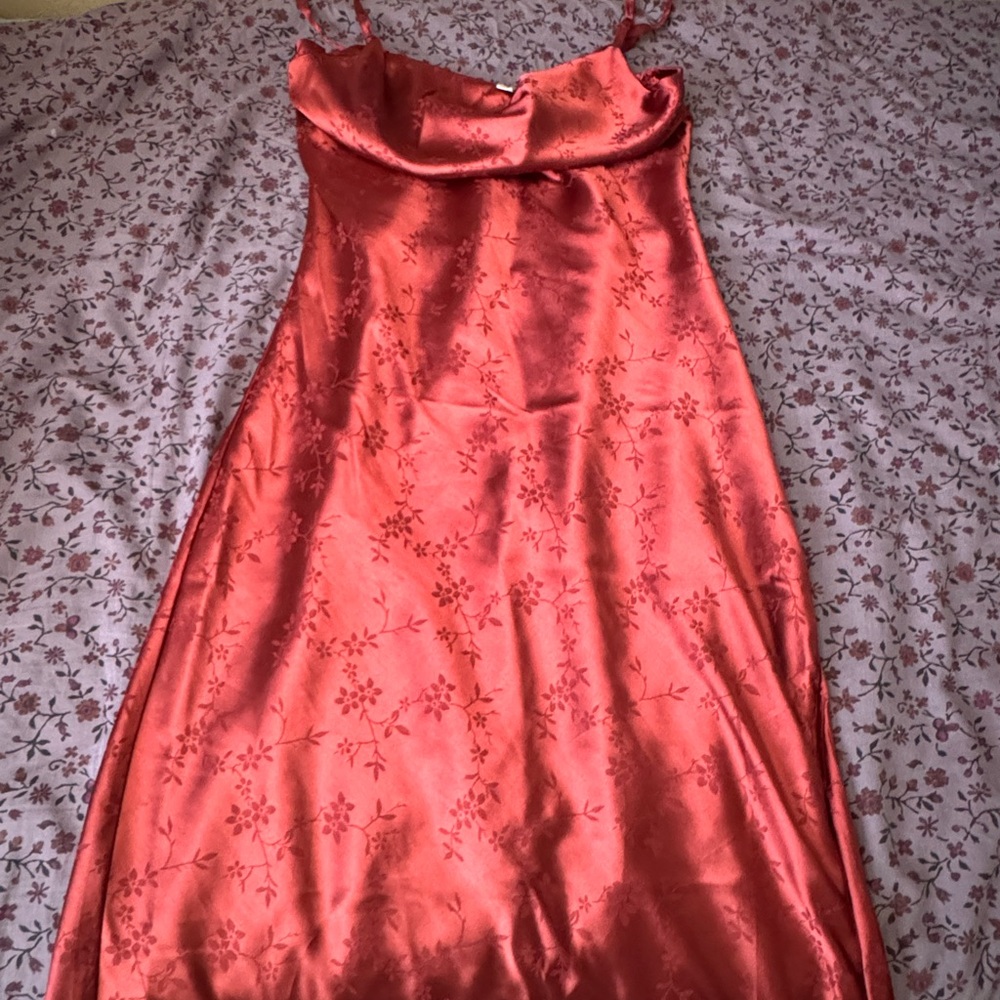 Inspired Hearts Rust and Mauve Floral maxi Satin Dress